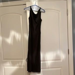 Aritzia Cowl Neck Black Silk Midi Dress
